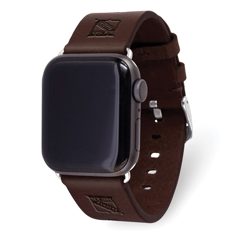 Gametime NY Rangers Leather Band fits Apple Watch (42/44mm S/M Brown)