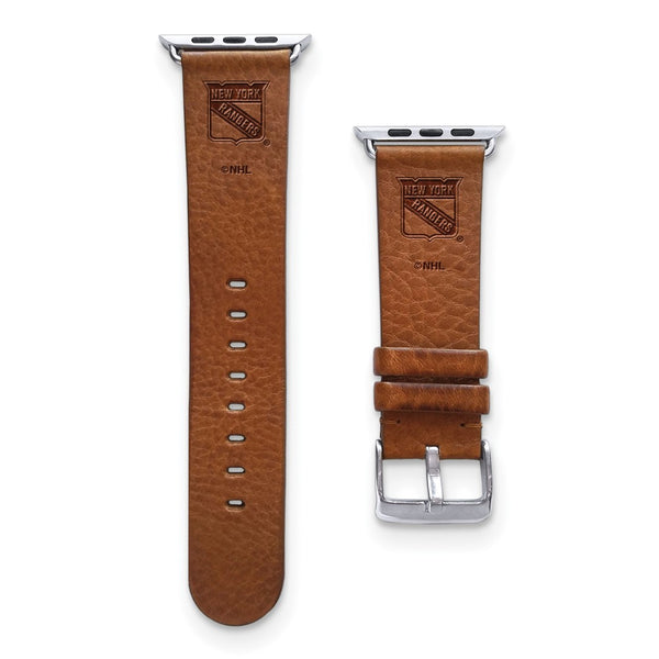 Gametime NY Rangers Leather Band fits Apple Watch (42/44mm M/L Tan)