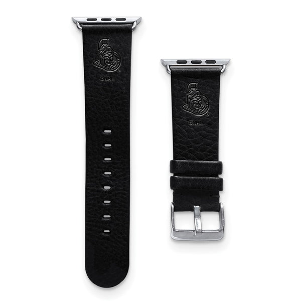 Gametime Ottawa Senators Leather Band fits Apple Watch (42/44mm M/L Black)