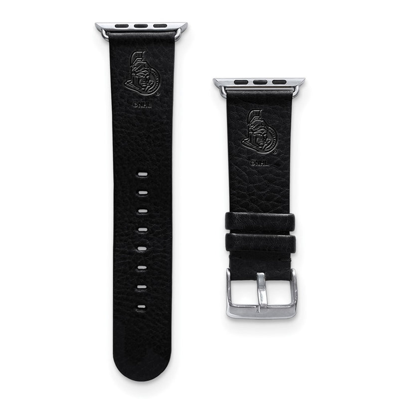 Gametime Ottawa Senators Leather Band fits Apple Watch (42/44mm M/L Black)