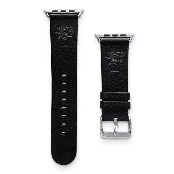 Gametime San Jose Sharks Leather Band fits Apple Watch (42/44mm M/L Black)