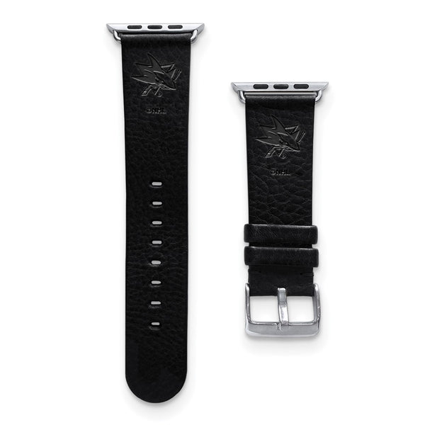 Gametime San Jose Sharks Leather Band fits Apple Watch (38/40mm S/M Black)