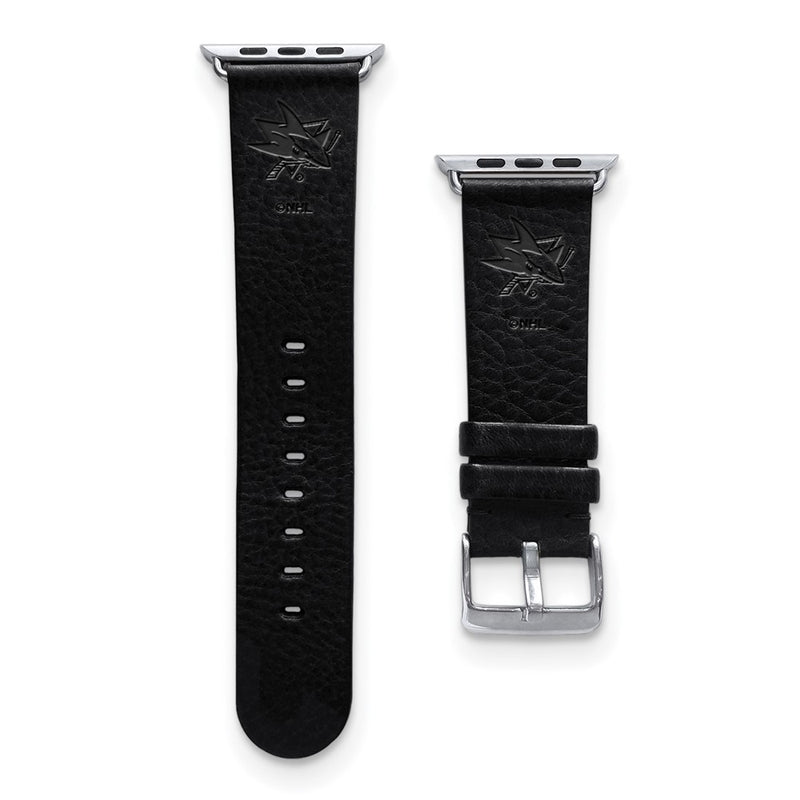 Gametime San Jose Sharks Leather Band fits Apple Watch (42/44mm S/M Black)
