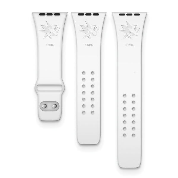 Gametime San Jose Sharks Deboss Silicon Band fits Apple Watch (42/44mm Whit