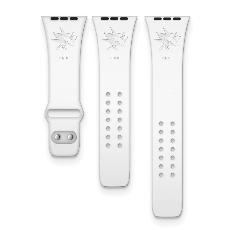 Gametime San Jose Sharks Deboss Silicon Band fits Apple Watch (42/44mm Whit
