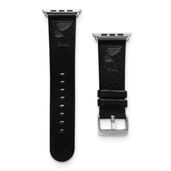 Gametime St Louis Blues Leather Band fits Apple Watch (42/44mm M/L Black)