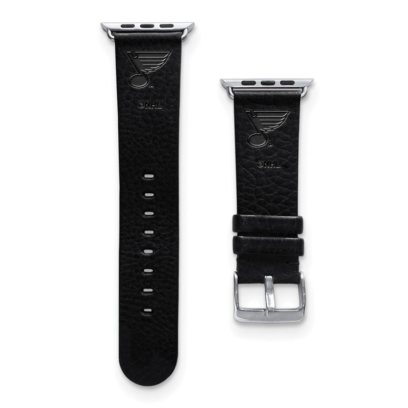 Gametime St Louis Blues Leather Band fits Apple Watch (38/40mm M/L Black)