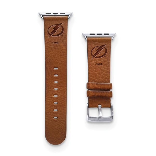 Gametime TB Lightning Leather Band fits Apple Watch (42/44mm M/L Tan)