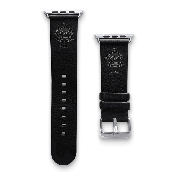 Gametime Van. Canucks Leather Band fits Apple Watch (38/40mm M/L Black)