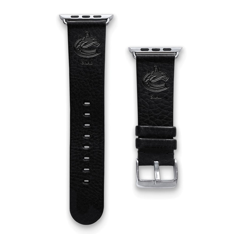 Gametime Van. Canucks Leather Band fits Apple Watch (38/40mm M/L Black)