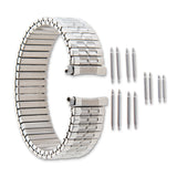 Gilden Mens 18-22mm Satin and Polished Curved-End Stainless Steel 6.75 inch Expansion Watch Band