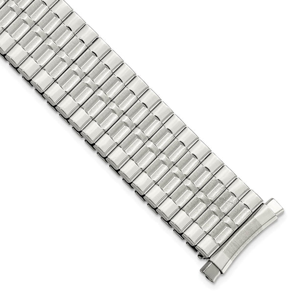 Gilden Mens 18-22mm Satin and Polished Curved-End Stainless Steel 6.75 inch Expansion Watch Band