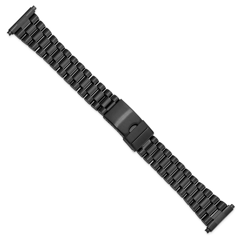 Gilden Long 22-26mm President-Style Black Stainless Steel Watch Band