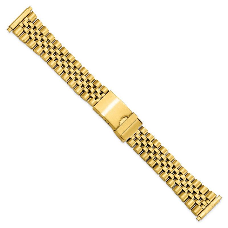 Gilden 18-22mm Long Jubilee-Style Satin and Polished Yellow IP-Plated Stainless Steel with Deployment Buckle 7 inch Watch Band