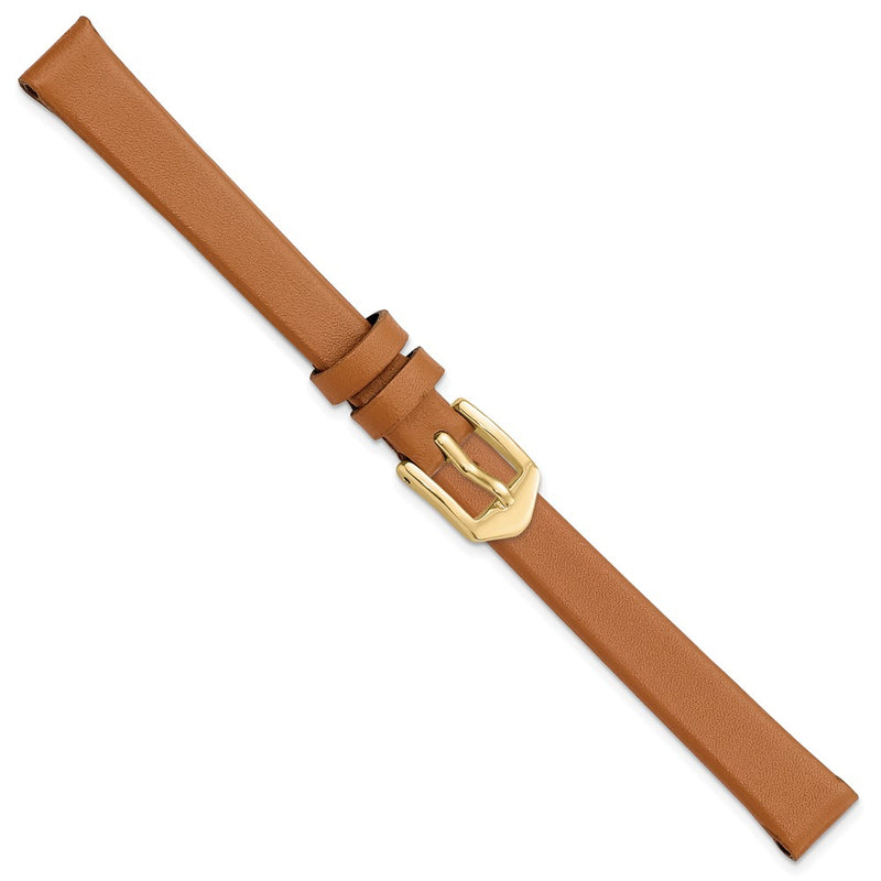 Gilden 10mm Light Brown Classic Calfskin Leather with Gold-tone Aluminum Buckle 6.5 inch Watch Band