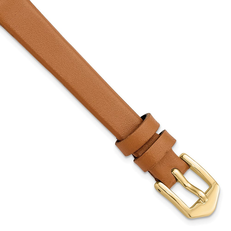 Gilden 10mm Light Brown Classic Calfskin Leather with Gold-tone Aluminum Buckle 6.5 inch Watch Band