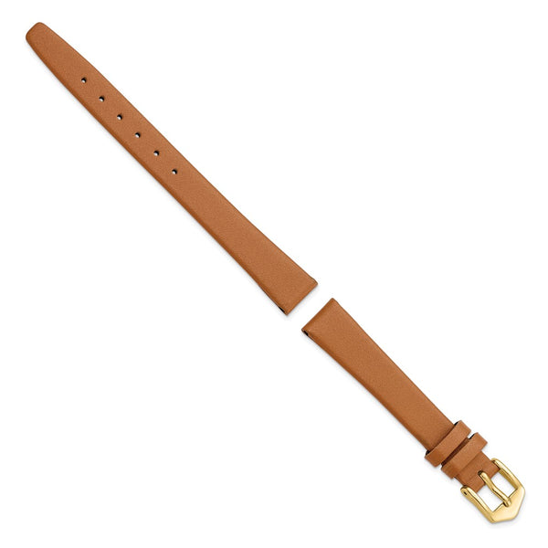 Gilden 12mm Light Brown Classic Calfskin Gold-tone Buckle Watch Band