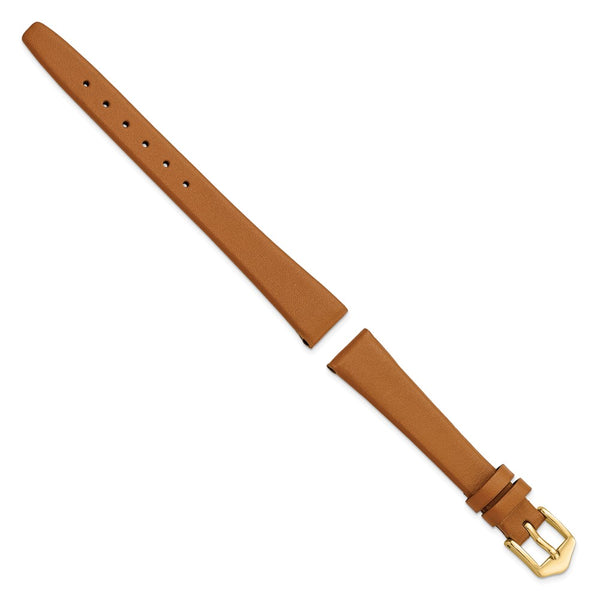 Gilden 13mm Light Brown Classic Calfskin Leather with Gold-tone Aluminum Buckle 6.5 inch Watch Band