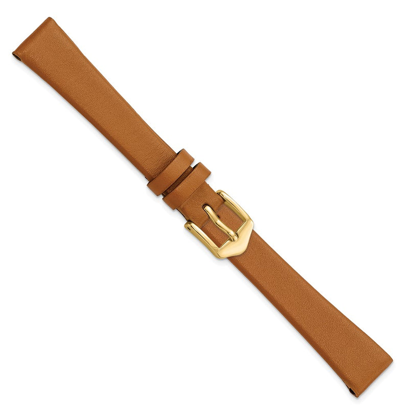 Gilden 13mm Light Brown Classic Calfskin Gold-tone Buckle Watch Band