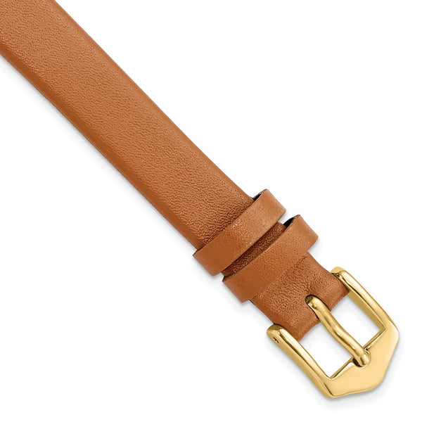 Gilden 12mm Long Light Brown Classic Calfskin Gold-tone Buckle Watch Band