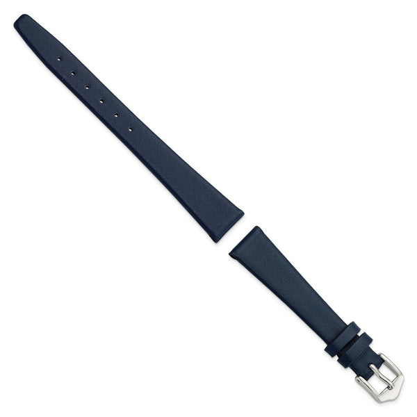 Gilden 14mm Navy Blue Classic Calfskin Leather with Silver-tone Aluminum Buckle 6.6 inch Watch Band