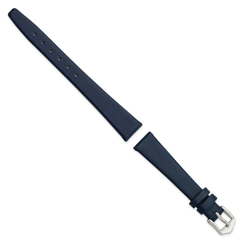 Gilden 14mm Navy Blue Classic Calfskin Leather with Silver-tone Aluminum Buckle 6.6 inch Watch Band