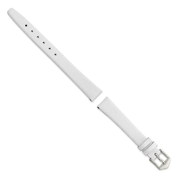 Gilden 12mm White Classic Calfskin Silver-tone Buckle Watch Band