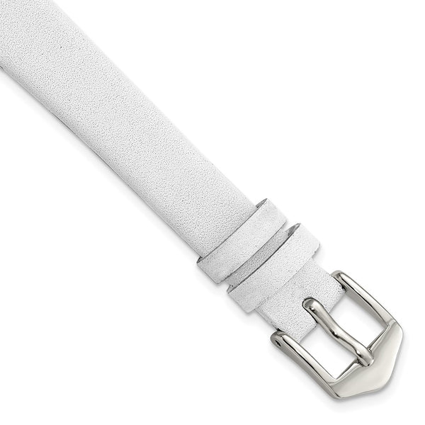 Gilden 12mm White Classic Calfskin Silver-tone Buckle Watch Band