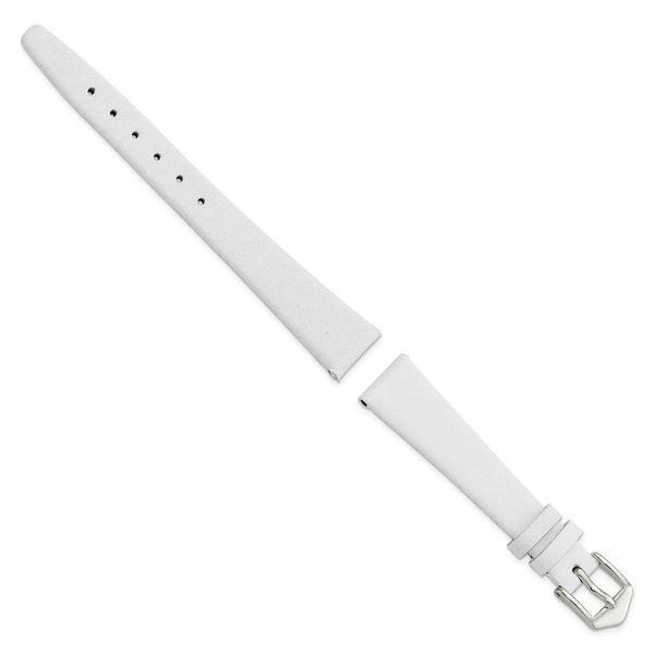 Gilden 14mm White Classic Calfskin Leather with Silver-tone Aluminum Buckle 6.6 inch Watch Band