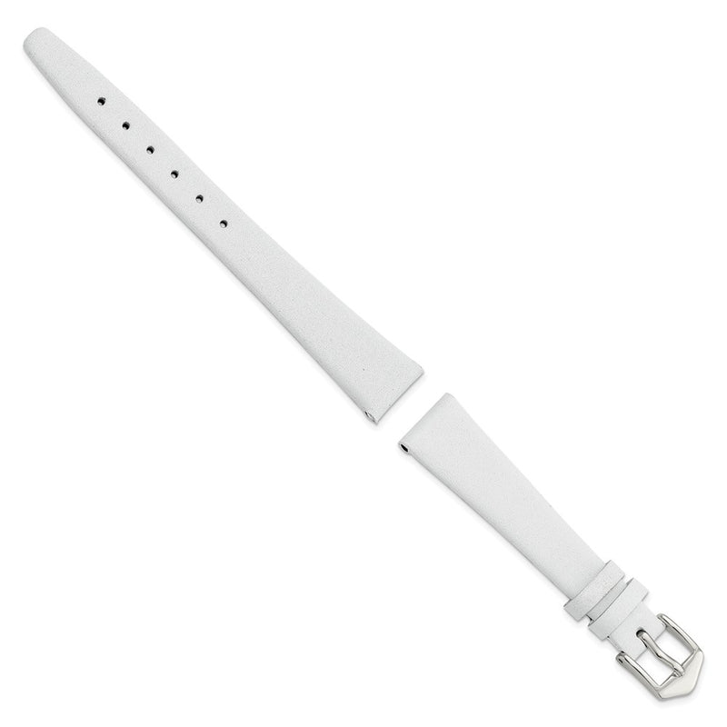 Gilden 14mm White Classic Calfskin Leather with Silver-tone Aluminum Buckle 6.6 inch Watch Band