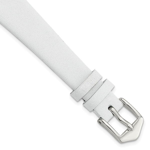 Gilden 14mm White Classic Calfskin Leather with Silver-tone Aluminum Buckle 6.6 inch Watch Band