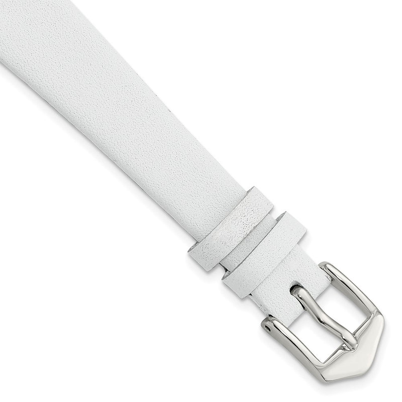 Gilden 14mm White Classic Calfskin Leather with Silver-tone Aluminum Buckle 6.6 inch Watch Band