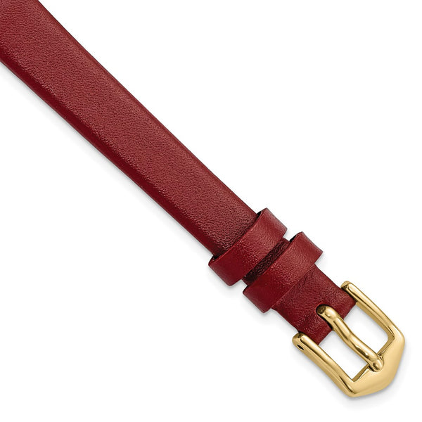 Gilden 10mm Dark Red Classic Calfskin Gold-tone Buckle Watch Band