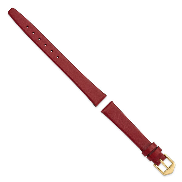 Gilden 12mm Dark Red Classic Calfskin Leather with Gold-tone Aluminum Buckle 6.6 inch Watch Band