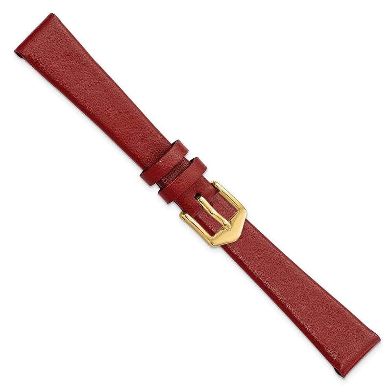 Gilden 14mm Dark Red Classic Calfskin Gold-tone Buckle Watch Band