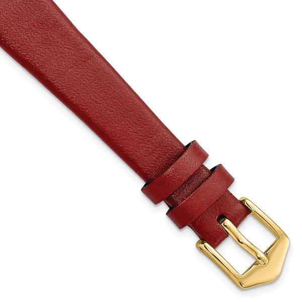 Gilden 14mm Dark Red Classic Calfskin Gold-tone Buckle Watch Band