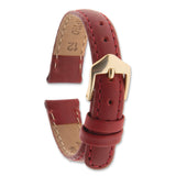 Gilden 12mm Red Oilskin Leather w/Gold-tone Buckle Watch Band