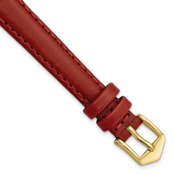 Gilden 12mm Red Oilskin Leather with Gold-tone Aluminum Buckle 6.6 inch Watch Band