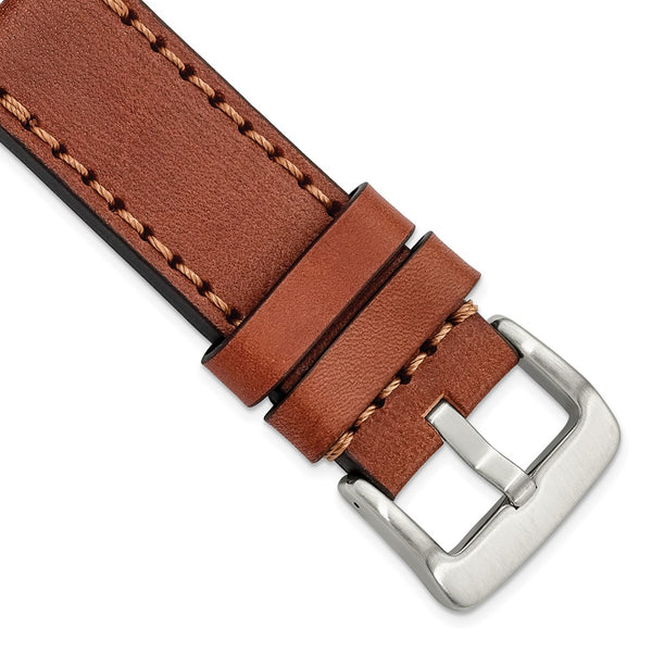 Gilden 26mm Mahogany Thick and Heavy Sport Calfskin with Stitch Brown Stitching and Stainless Steel Buckle 8.1 inch Watch Band