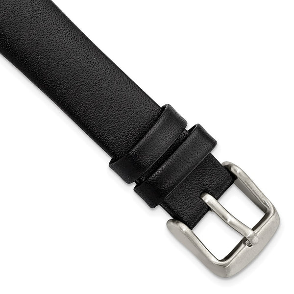 Gilden 16mm Black Padded No-Stitch Calfskin Stainless Buckle Watch Band