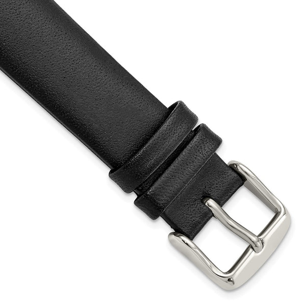 Gilden 18mm Black Padded No-Stitch Calfskin Stainless Buckle Watch Band