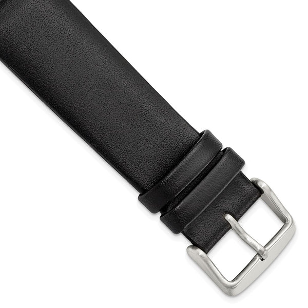 Gilden 22mm Black Padded No-Stitch Calfskin Leather with Stainless Stee Buckle 7.5 inch Watch Band