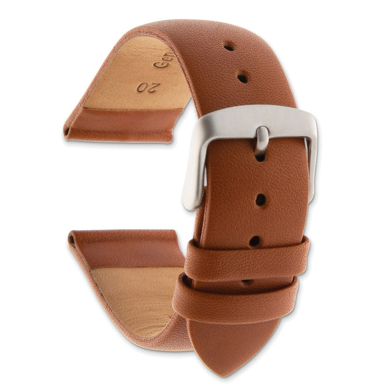 Gilden 22mm Light Brown Padded No-Stitch Calfskin Leather with Stainless Steel Buckle 7.5 inch Watch Band