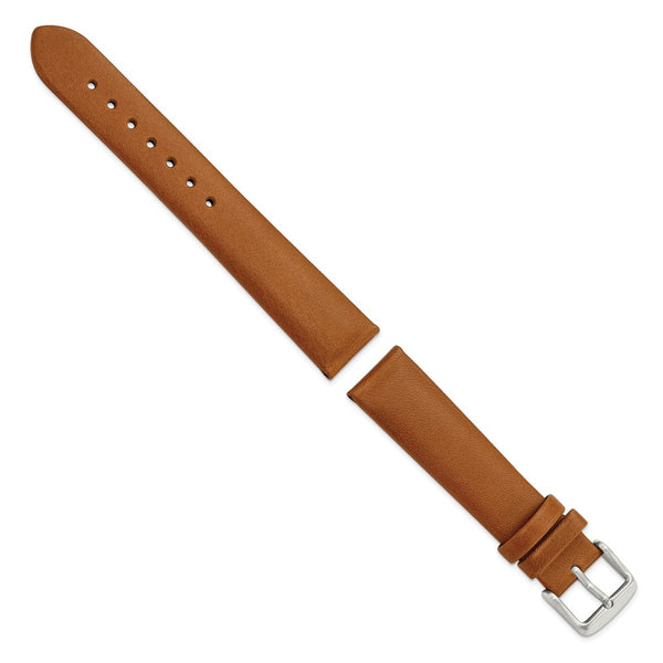 Gilden 18mm Light Brown Padded No-Stitch Calfskin Leather with Stainless Steel Buckle 7.5 inch Watch Band