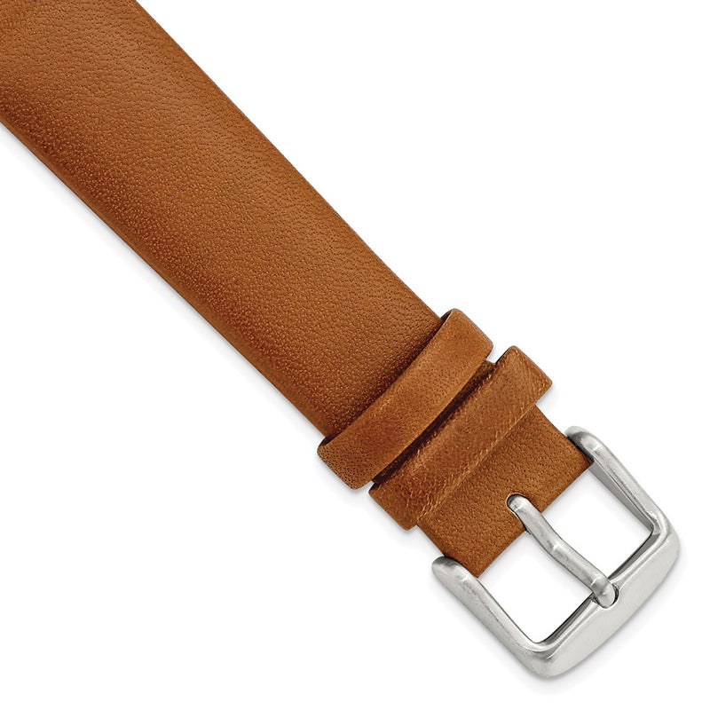 Gilden 18mm Light Brown Padded No-Stitch Calfskin Leather with Stainless Steel Buckle 7.5 inch Watch Band