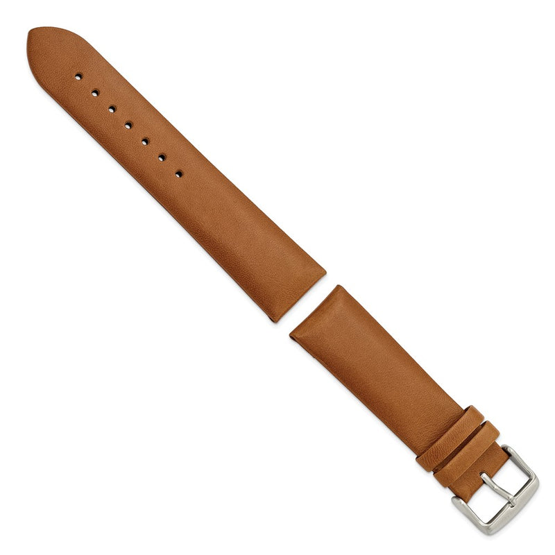 Gilden 22mm Light Brown Padded No-Stitch Calfskin Leather with Stainless Steel Buckle 7.5 inch Watch Band