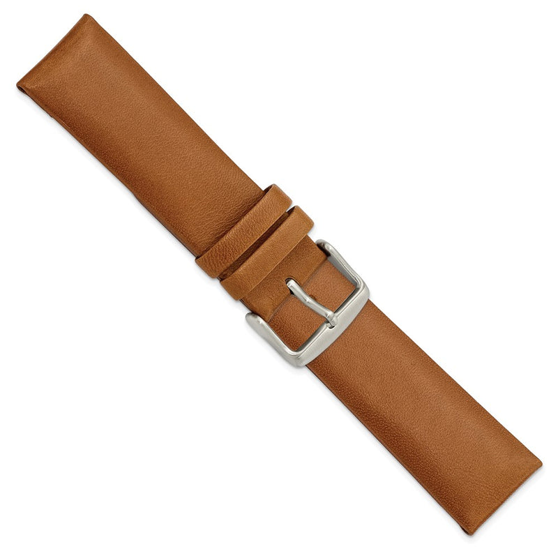 Gilden 22mm Lt. Brown Padded No-Stitch Calfskin Stainless Bckl Watch Band
