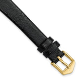 Gilden 12mm Black Flat Polished Leather with Gold-tone Buckle 6.6 inch Watch Band