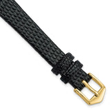 Gilden 12mm Black Flat Lizard Grain Calfskin Watch Band