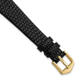 Gilden 14mm Black Flat Lizard Grain Calfskin Watch Band
